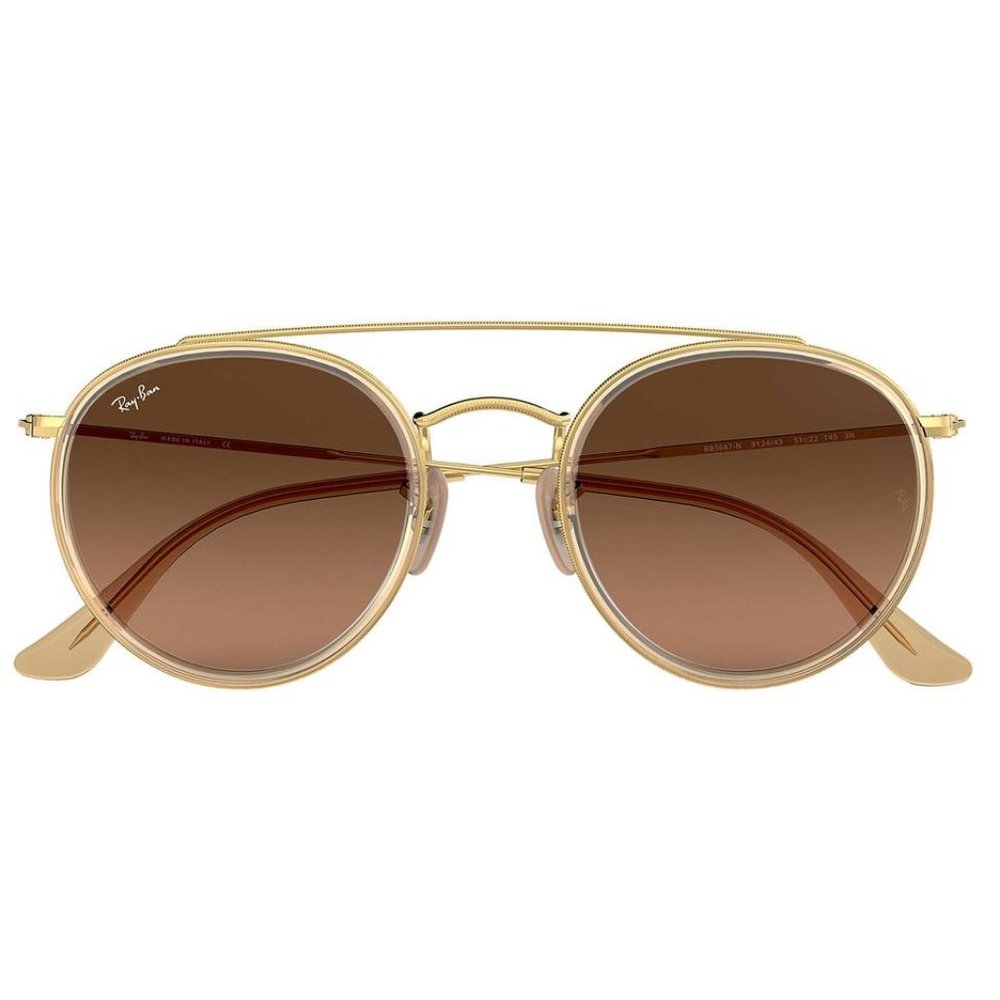 NWT RAY BAN RB3647N 912443 GOLD/BROWN SUNGLASSES - Picture 4 of 4